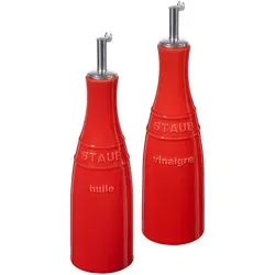 STAUB SERVING Olivenöl & Essig Set 250 ml, Rot - Küchenutensilien: Elegantes Set für stilvolles Servieren von Olivenöl und Essig, ideal für Gourmetliebhaber und besondere Anlässe.