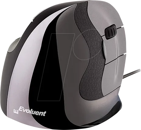 Evoluent VerticalMouse D Medium - Ergonomische Maus in Schwarz/Grau - Ergonomische vertikale Maus für komfortables Arbeiten, kabelgebunden mit Laser-Technologie und 6 programmierbaren Tasten, ideal für Büro und Home Office.