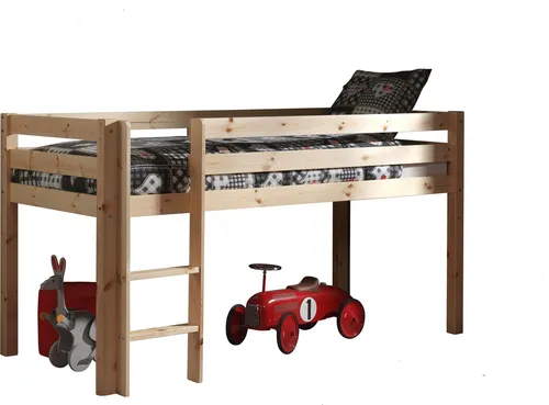 Kinderbett Karolina 90x200 cm aus Massivholz in natur - Modernes Spielbett Karolina aus massivem Kiefernholz. Mit umlaufendem Absturzschutz und stabiler Konstruktion – ideal für ein sicheres Kinderzimmer.