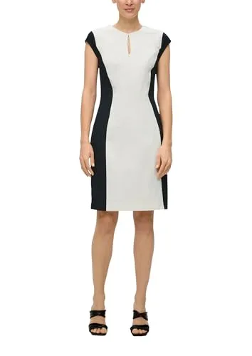 s.Oliver BLACK LABEL Etuikleid aus Lyocellmix Ecru 44 - Freizeitkleid für Damen im Regular Fit mit Cut-Out-Detail, leichtem Futter und gehobenem Design. Ideal für elegante Anlässe!