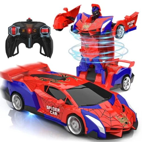 Spider Ferngesteuertes Auto Spielzeug ab 3 4 5 6 7 8+ Jahre Junge Mädchen | 2.4GHz Transformation Roboter RC Auto mit Fernbedienung, Geburtstags Weihnachten Geschenke, Kinder Spiele ab 3-12 jahren
