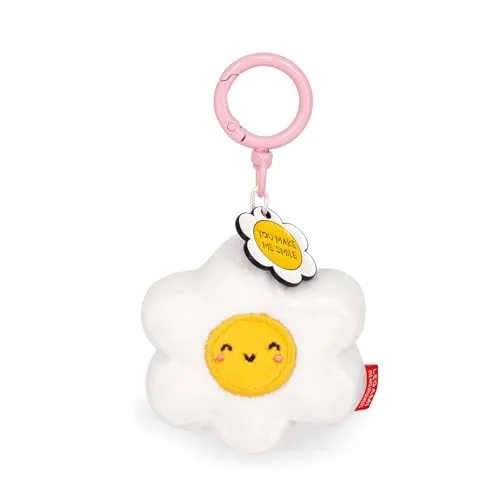 Legami - Schlüsselanhänger Super Soft! Daisy Motiv, Plüsch-Schlüsselanhänger, Anhänger mit eingravierter Botschaft und Karabinerhaken aus Zink, 7x11 cm