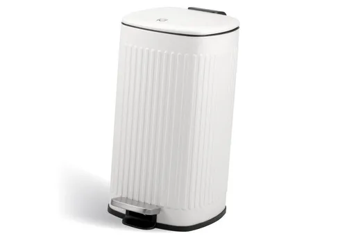 eluno Mülleimer Abfalleimer 9L, Weiß - Eleganter 9 Liter Treteimer aus Metall mit Soft-Close Deckel. Ideal für Küche, Bad oder Schlafzimmer, hygienisch und komfortabel in der Nutzung.