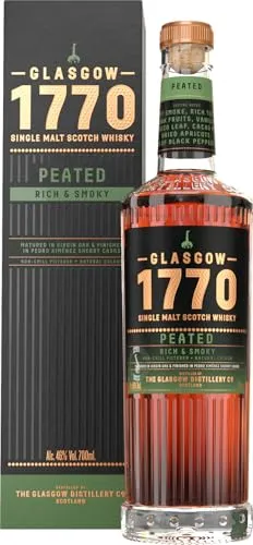 Glasgow (17707) Whisky Peated - Rich & Smoky 700ml - Whisky, intensiv und rauchig mit süßem Rauch, Vanille und Toffee. Gereift in Virgin-Oak und PX-Sherry-Casks für ein einzigartiges Trinkerlebnis.
