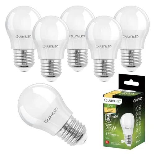 Lumiled LED Lampen E27 P45 2,5W ersetzt (25W Glühlampe) 6 Stück Set 249lm 3000K warmweiß 180 Grad Lichtwinkel 230V Glühbirne Birne Leuchtmittel Kugelform Kugel Energiesparlampe