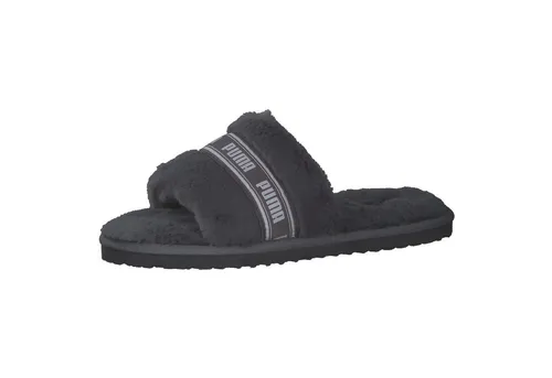 PUMA Damen Pantollete Fluff 384937 - Hausschuh grau 38 EU - Pantoletten in Charcoal Gray mit weichem Textilobermaterial, ideal für gemütliche Tage zu Hause. Super bequem und stylisch!