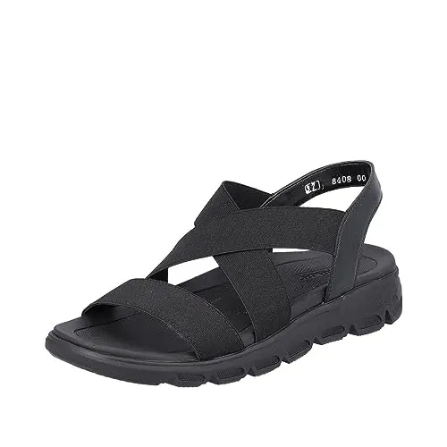 Rieker Evolution Damen Sandaletten V8408 - Wanderschuhe für Damen, flach und bequem, ideal für den Sommer, perfekt für Strand und Freizeit, mit hochwertigem Textil-Obermaterial.