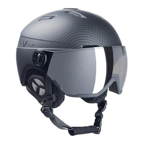 Black Crevice Skihelm Calgary mit Visier, Carbon Black mat/Silver, S (51-54)…