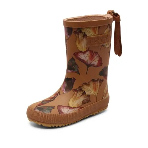 Bisgaard Fashion Camel Flowers Größe EU 24 - Stiefel aus wasserdichtem Naturkautschuk mit atmungsaktivem Baumwollfutter. Ideal für Regentage, bieten sie guten Halt und eine rutschfeste Sohle für sicheres Spielen.