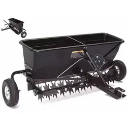 Anhänger Rasenlüfter Rasenbelüfter 102cm Vertikutierer mit Streuwagen 55552