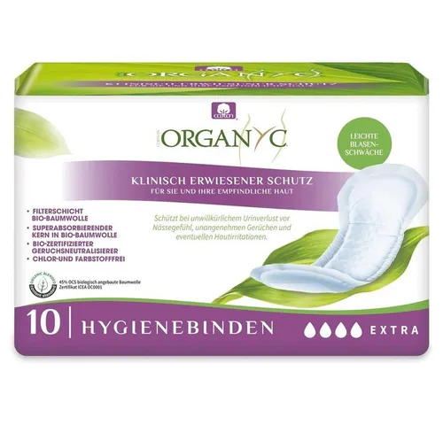 Organyc Hygienebinden Extra - leichte Blasenschwäche 10Stk Hygienemittel