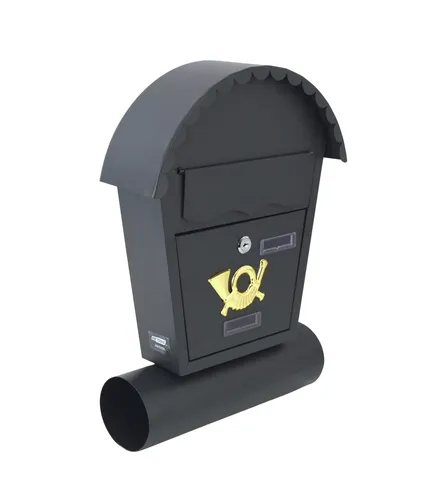 Anthrazit Briefkasten mit Zeitungsrolle, 370x470x100mm