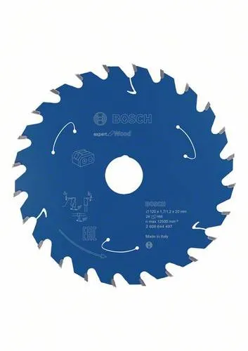 Bosch Kreissägeblatt 120 x 20mm mit 24 Zähnen - Kreissägeblätter für Holz mit MicroteQ Carbide-Zähnen für hohe Langlebigkeit und effizientes Sägen. Ideal für Akku-Tauch- und Handkreissägen.