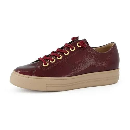 Stylische Paul Green Sneaker aus Leder - Sneaker für Damen in Größe 39, aus rotem Knautschlackleder für höchsten Komfort und stylisches Design. Mit super softem Lederfußbett und Relax-Weite für idealen Tragekomfort.
