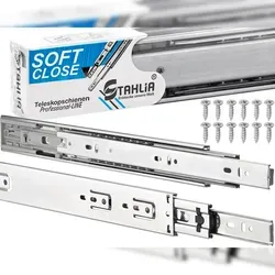 ID Dinkel Schubladenschienen 8 STÜCK VOLLAUSZUG mit Selbsteinzug 450mm Softclose Rollenauszug