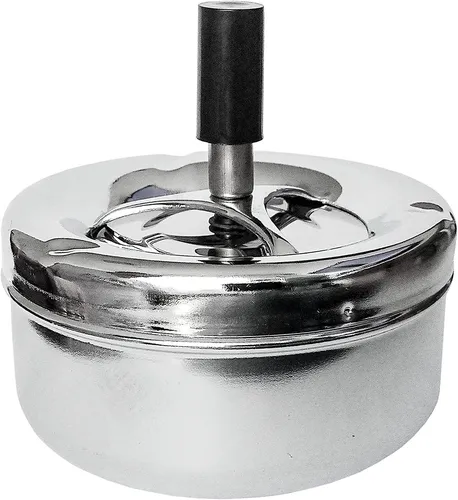 DREHASCHENBECHER Ø11cm Chrom Aschenbecher Druckaschenbecher Windaschenbecher 79