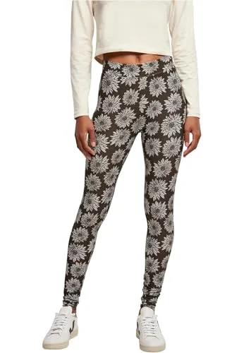 Urban Classics Damen Leggings Ladies Soft AOP Leggings browncamomile S