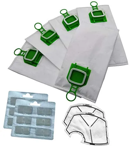 Premium Staubsaugerbeutel Microvlies 5 lagig 0926e + 2 Motorschutzfilter + 12 Duftblocks geeignet für Vorwerk Kobold VK 140 VK 150 FP 140 FP 150 12