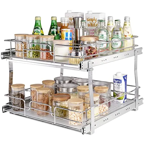 VEVOR ausziehbares Gewürzregal (508x539x383 mm) Spülschrankregal Küchenschrank, Schiebeschublade Waschbecken Gewürzregal Schrank Organizer Unterschrankregal 538x569x483 mm (Einbaumaße)