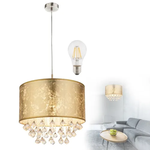 GLOBO HL4453 Hängeleuchte – Elegante Hängelampe für jedes Zimmer - Deckenlampen & Kronleuchter, stilvolle Hängeleuchte mit Kristallen und goldenen Akzenten, ideal für eine luxuriöse Atmosphäre in Ihrem Wohn- oder Esszimmer.