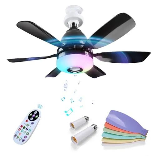 Deckenventilator mit Beleuchtung und Lautsprecher – Multifunktional in Schwarz