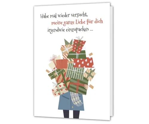 Weihnachtskarte – Liebe einpacken, lustige Karte Weihnachten Frau Mann Freundin
