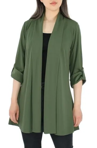 dy_mode Damen Cardigan – Leichte Übergangsjacke im Blazer-Stil Offene Frühlingsjacke