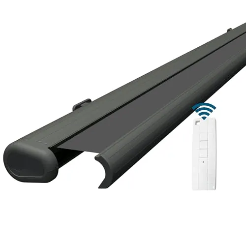 Eclipse Vollkassettenmarkise elektrisch 2,0x1,5 m basaltgraues Gehäuse Markise Balkon Terrassenüberdachung Gelenkarm Polyacryltuch UV-Schutz 50+ Smarthome-fähiger Dooya Motor, Markisentuch: Grau