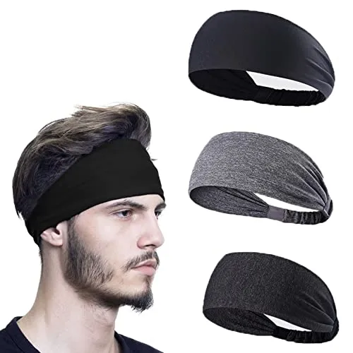 JeoPoom Sport Stirnband[3 Stück], Herren und Damen Schweißbänder, Tennis Stirnband Schweißband für Fitness, Training, Laufen, Yoga, Basketball, Fußball, Stretchy Breathable Moisture Wicking