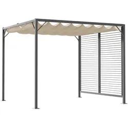 Outsunny Pavillon Pergola 275x295x238cm mit einstellbarem Stoffdach, Partyzelt, Überdachung, Polyester, Beige Aosom