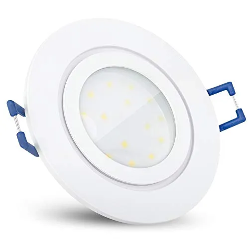 SSC-LUXon RW-2 Einbauleuchte Badezimmer IP44 in weiß rund extra flach - LED 4W neutralweiß tauschbar - Badeinbaustrahler 230V