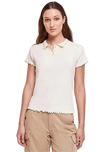 Urban Classics Damen T-Shirt Ladies Rib Polo Tee whitesand M