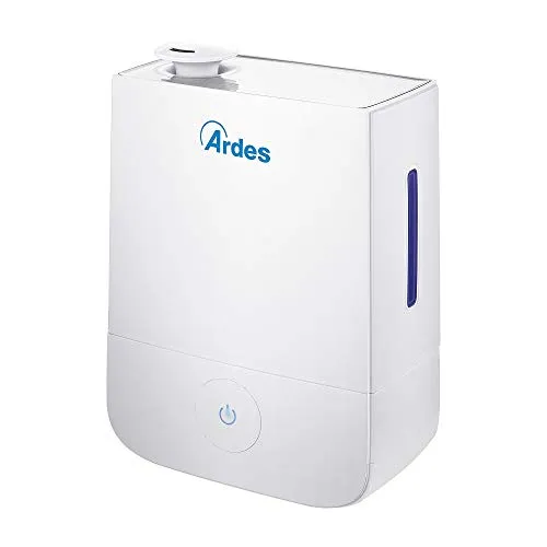 ARDES - AR8U10 Ultraschall-Luftbefeuchter NEBULO 30W, professioneller Raumluftbefeuchter f. Haus und Büro, Fassungsvermögen 4 Liter, 3 Dampfstufen, mit großem Touch-Bedienfeld, leise und elegant, weiß
