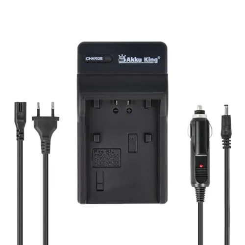 2in1 KFZ + Netz Ladegerät kompatibel mit Sony Akku NP-FP30, NP-FP50, NP-FP60, NP-FP70, NP-FP71, NP-FP90, NP-FP91