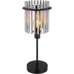 Stilvolle Tischleuchte mit Metall und Glasstäben - Lampen: Elegante Tischleuchte aus schwarzem Metall und rauchfarbenen Glasstäben, ideal für Nachttische oder kleine Oberflächen. Mit E14 Fassung für individuelle Lichtgestaltung.