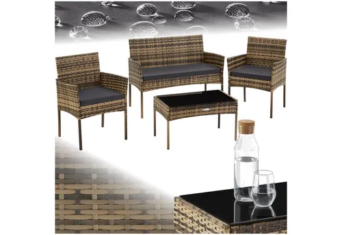 tectake Sitzgruppe Rattan Gartenset 4-tlg in beige von tectake