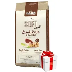 Bosch Soft Adult Duck Kartoffeln 12,5 kg - Trockenfutter für sensible Hunde, inklusive GRATIS Mr.BIG Stücke in Sauce mit Lachs 400g