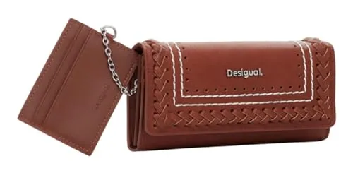 Desigual Mone_Trama Mariona Bi-Fold Wallet für Damen, braun - Damen-Geldbörse mit mehreren Innentaschen und sicherem Metallverschluss, ideal für stilvolle Aufbewahrung