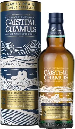 Caisteal Chamuis 12 Jahre - Heavily Peated Whisky - Whisky aus Schottland mit doppelter Reifung in amerikanischer Eiche und Oloroso-Sherryfässern, bietet komplexe Aromen von Rauch und süßem Sherry.