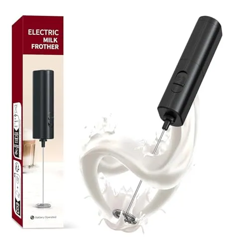 Lamkrtlp Milchaufschäumer Stab, Elektrischer Milchaufschäumer mit Ein-Tasten-Bedienung, Handheld, Mini-Schaumstoffbereiter für Heiße Schokolade, Frappe, Latte, Schwarz