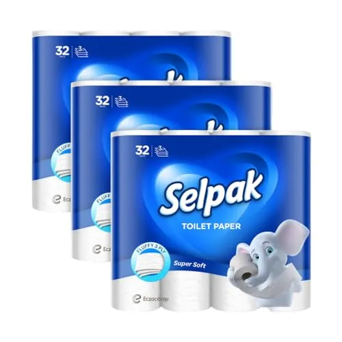 Selpak Toilettenpapier 3-lagig - Ultraweich und Stark, 4480 Blatt - Toilettenpapier aus 100% reiner Zellulose, ultraweich und dermatologisch getestet für empfindliche Haut. 3-lagige Stärke für maximale Festigkeit und sanfte Reinigung.