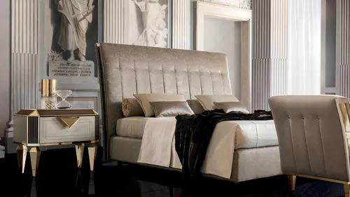 Designer Luxus Schlafzimmer Set mit 2 Nachttischen - Elegantes 3-teiliges Set für Ihr Schlafzimmer: Bett mit Bettkasten und 2 Nachttischen. Modernes Design in Braun, aus hochwertigem Holz gefertigt, ideal für stilbewusste Erwachsene.