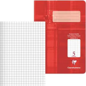 Clairefontaine Schulheft 331505C, Premium, A5, kariert, 16 Blatt, Lineatur 5