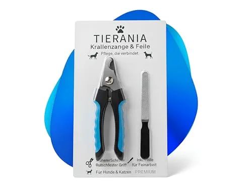 generisch TIERANIA Premium Krallenschere für Hunde & Katzen, Edelstahl Krallenzange mit Sicherheitsschutz & Nagelfeile – 6 Zoll, Hochwertiger Nagelknipser für Haustiere