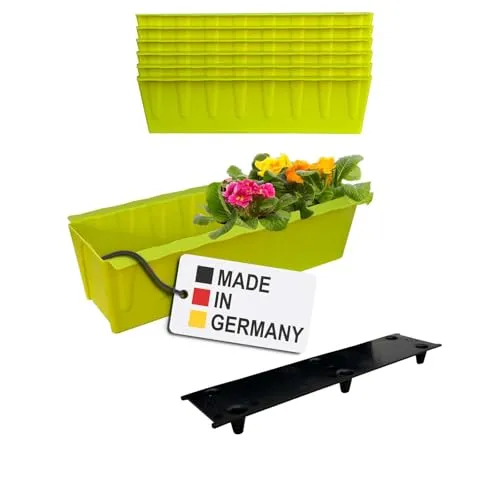 BURI 6 Euro-Paletten Blumenkästen-Einsätze inkl. Bewässerungsmatte | 37,3cm Hellgrün | Pflanzkasten für Europalette Palette | Balkonkasten | Blumentopf | aus stabilen Kunststoff | Made in Germany
