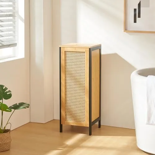 [en.casa] Wäschekorb Tervola 51 L - Elegante Wäschebox mit Deckel - Wäscheboxen, mit 51 Litern Volumen und dekorativer Rattanoptik für optimale Belüftung und Geruchsvermeidung. Umweltfreundliche Materialien und stilvolles Design für jedes Zuhause.