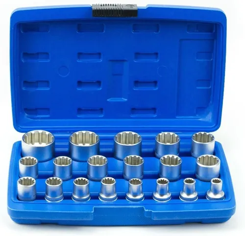 Steckschlüsselsatz 1.2 Zoll + Kunststoffkoffer Nüße Nuß Werkzeug Set 19-tlg Satz