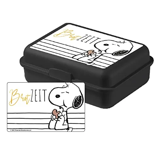 United Labels Peanuts - Snoopy Brotzeit Brotdose Lunchbox Butterbrotdose mit Trennwand Schwarz