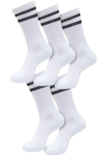 Urban Classics Unisex Socken Double Stripe Socks 5-Pack, 5er Pack Unisex Socken, gestreift, Regular Fit, erhältlich Größen 35-38, 47-50
