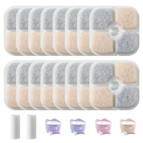 Katzenbrunnen Filter und 2 Schläuche für Pixi Trinkbrunnen. Filter Katzenbrunnen besteht aus Aktivkohlenstoff, Harz und nicht gewebter Gewebe, Hocheffizienter Filters 16